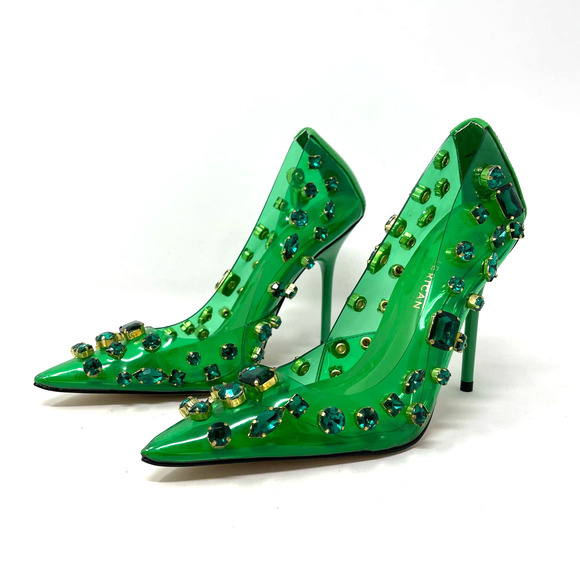 Good American Diamonds Are Forever Heels Size 5.5 Summer Green GSH008-X - Picture 1 of 9